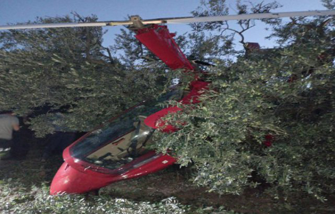 Mudanya’da gyrocopter tipi hava aracı zeytinliğe indi