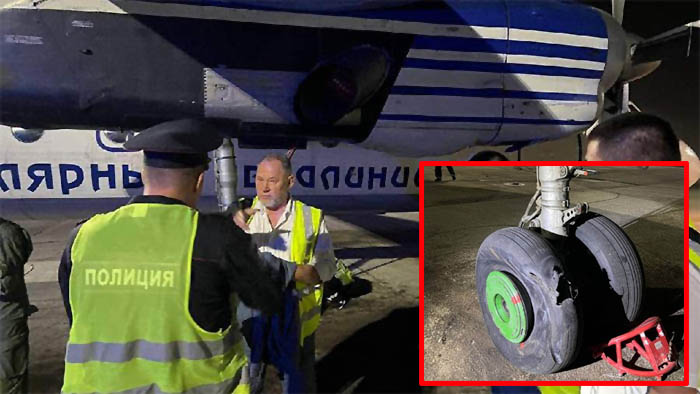 Polar Airlines’e ait An-24 ekside lastik patlattı