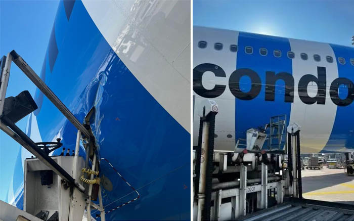 Condor A330-900 uçağına yer hizmetleri aracı çarptı