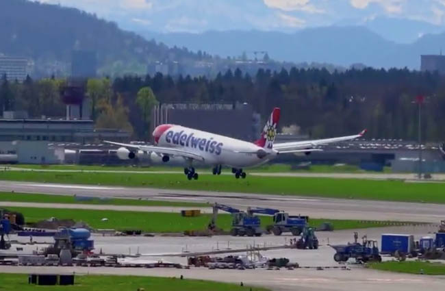 Edelweiss havayolunun A340-300 zor kalktı