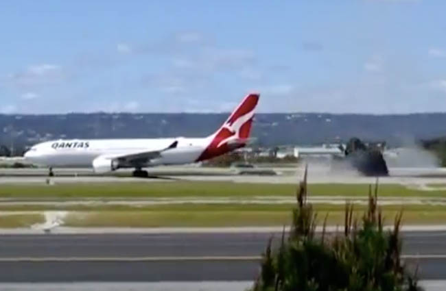 Qantas’ın A330-200’ü kalkışta piste hasar verdi